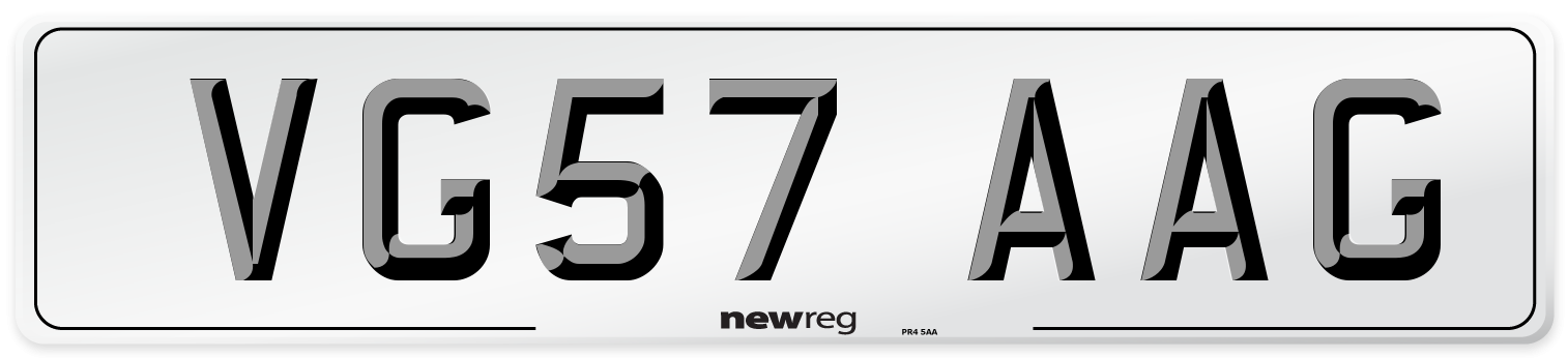 VG57 AAG Number Plate from New Reg